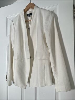 Ann Taylor Classic Linen Cream Off White   Blazer